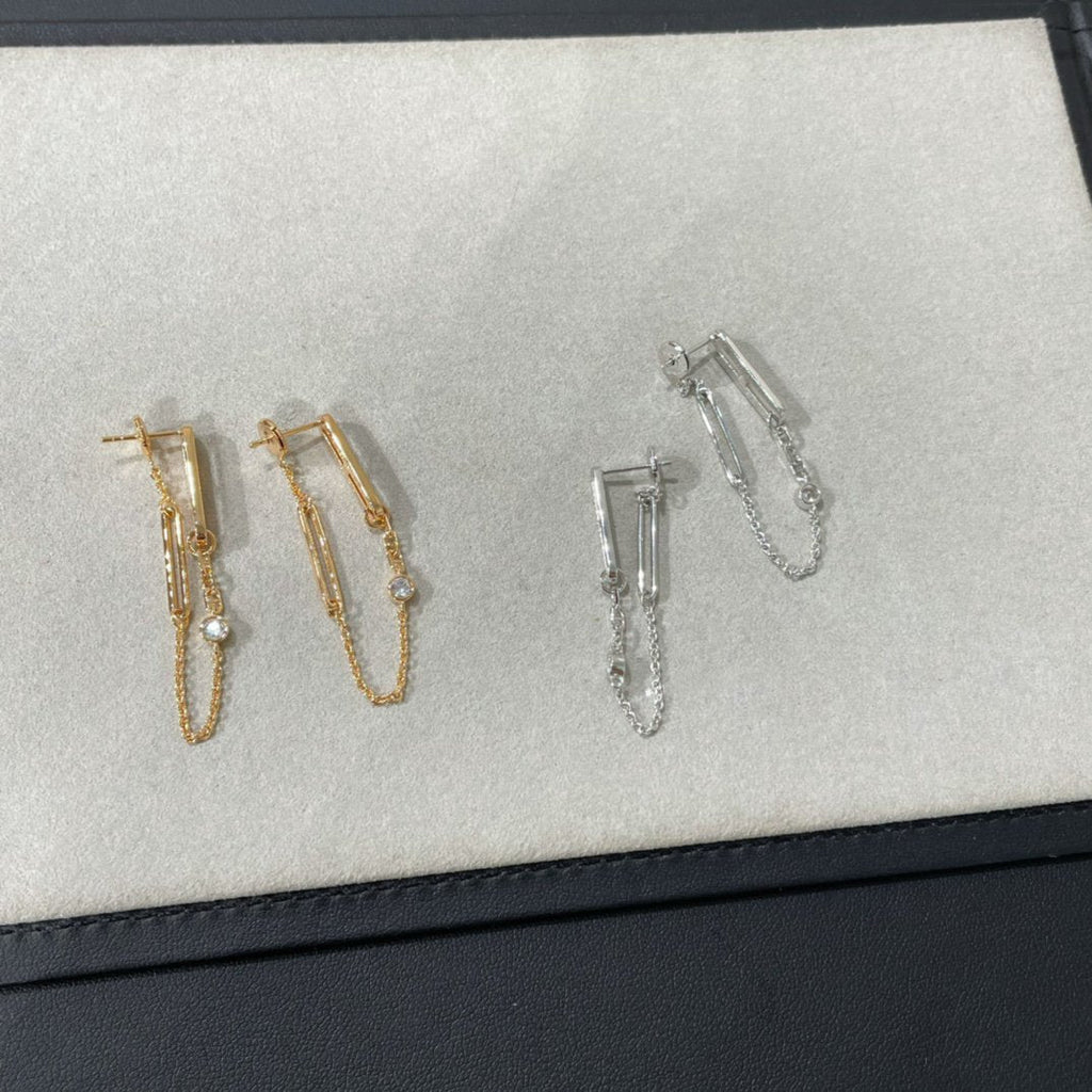 [Luxe]Boucles d'oreilles pendantes en diamants Chaine Chaos