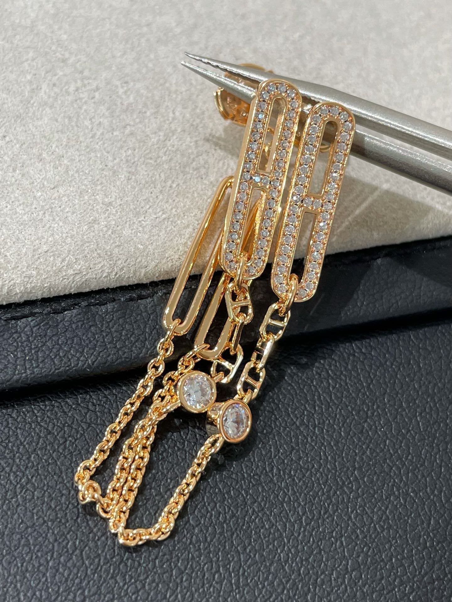 [Luxe]Boucles d'oreilles pendantes en diamants Chaine Chaos