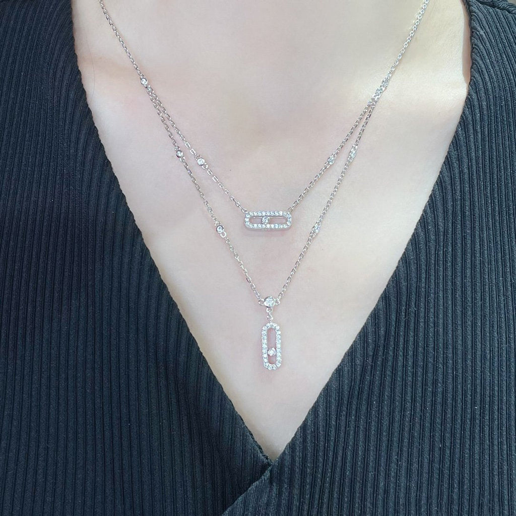 [LUXE]MOVE 2 ROW DIAMOND NECKLACE
