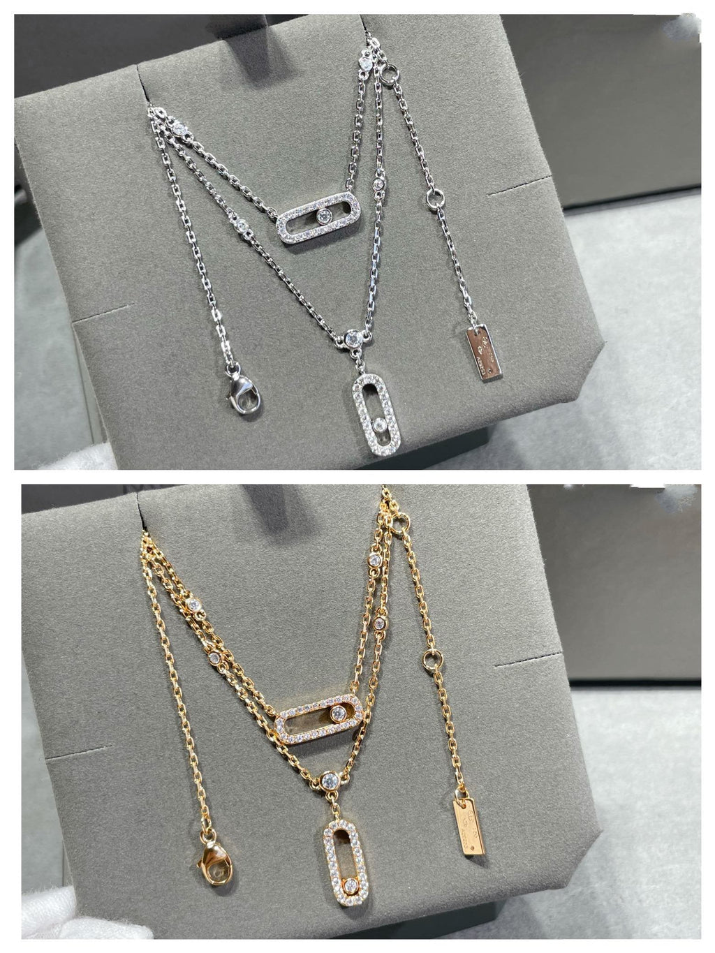 [LUXE]MOVE 2 ROW DIAMOND NECKLACE