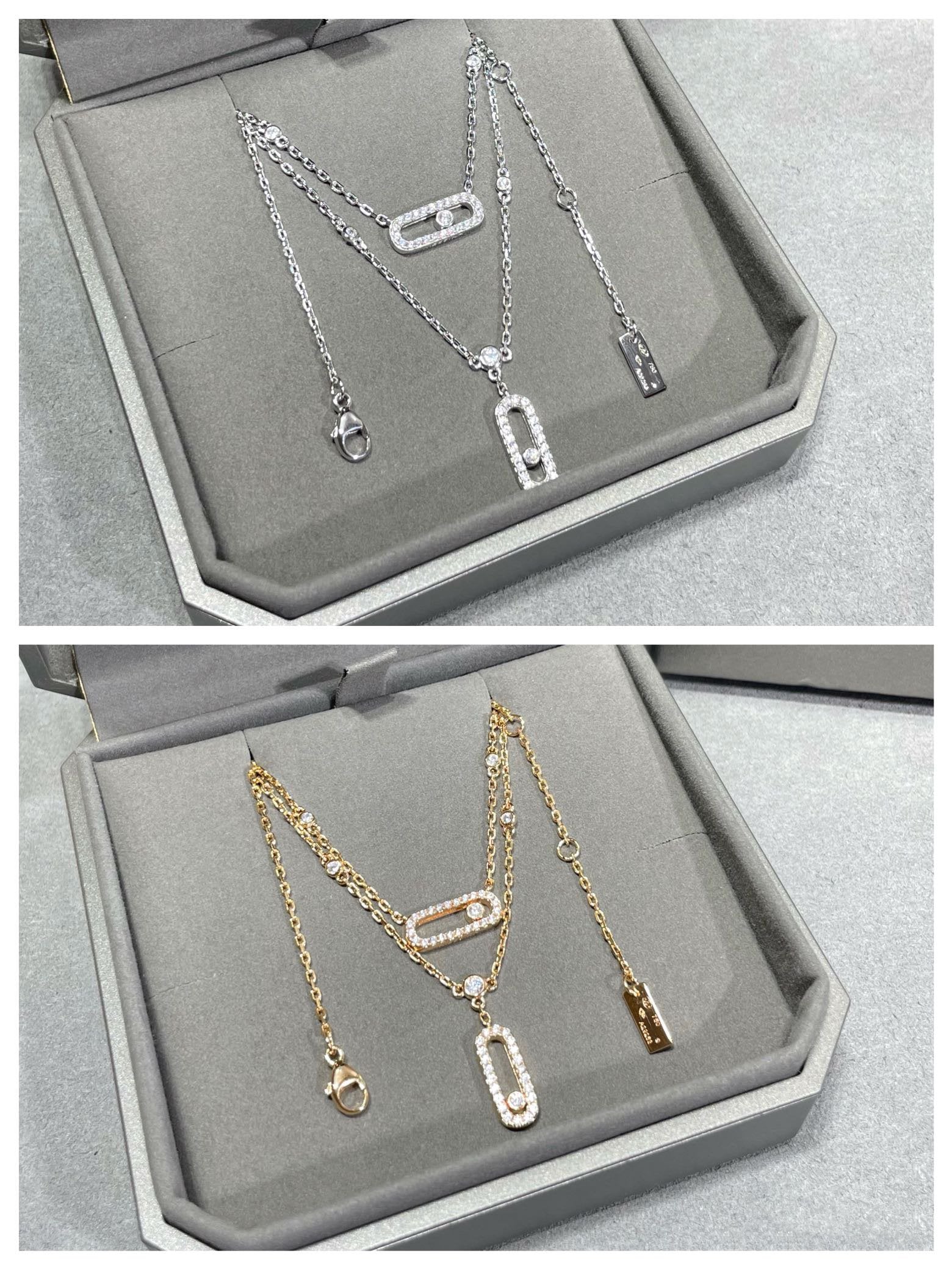 [LUXE]MOVE 2 ROW DIAMOND NECKLACE