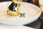 [Luxe]Collier Jeux Malachite 1 Diamant Or Rose
