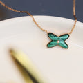 [Luxe]Collier Jeux Malachite 1 Diamant Or Rose