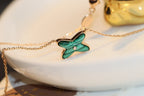 [Luxe]Collier Jeux Malachite 1 Diamant Or Rose