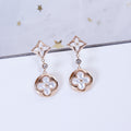 [Luxe]Boucles d'oreilles pendantes en nacre or rose étoile et soleil