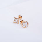 [Luxe]Boucles d'oreilles clous en or rose étoile et soleil