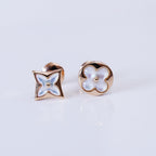 [Luxe]Boucles d'oreilles clous en or rose étoile et soleil