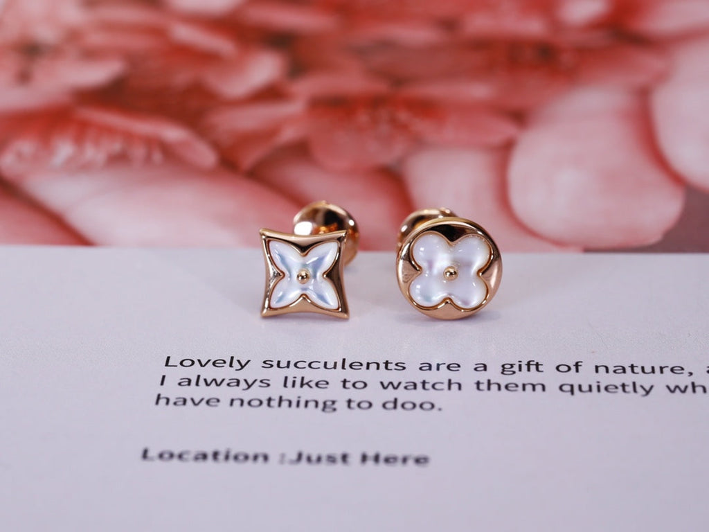 [Luxe]Boucles d'oreilles clous en or rose étoile et soleil