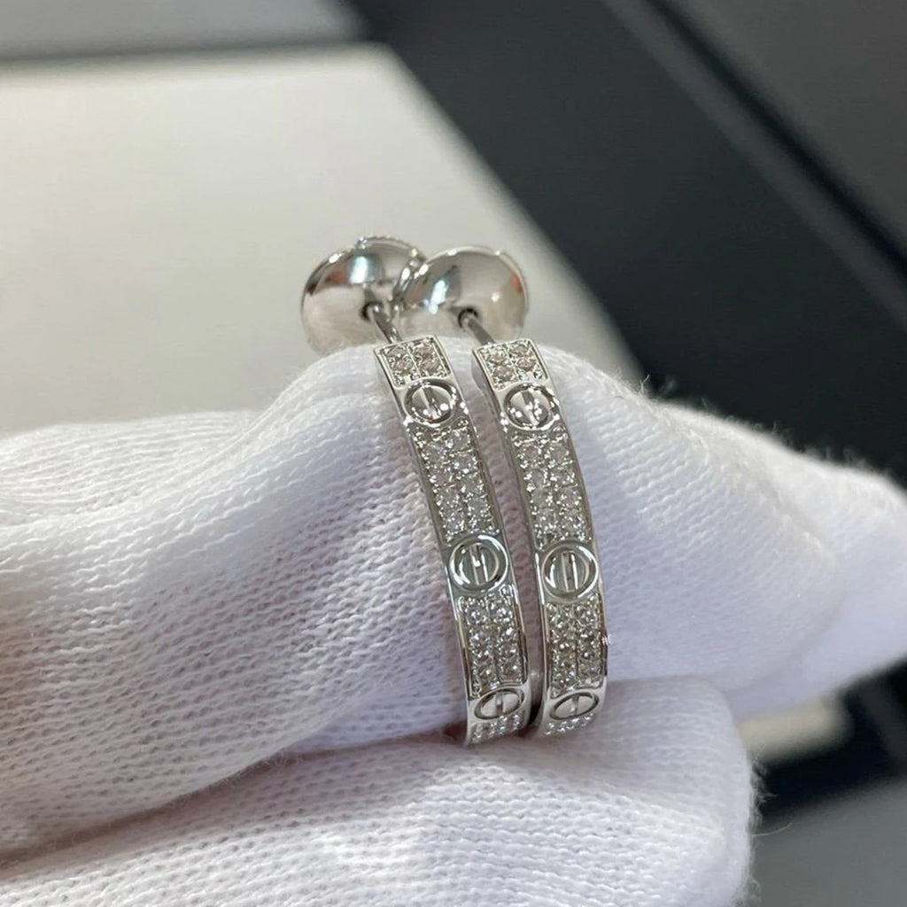 [Luxe Jewelry]LOVE EARRINGS 3.6MM DIAMOND PAVED