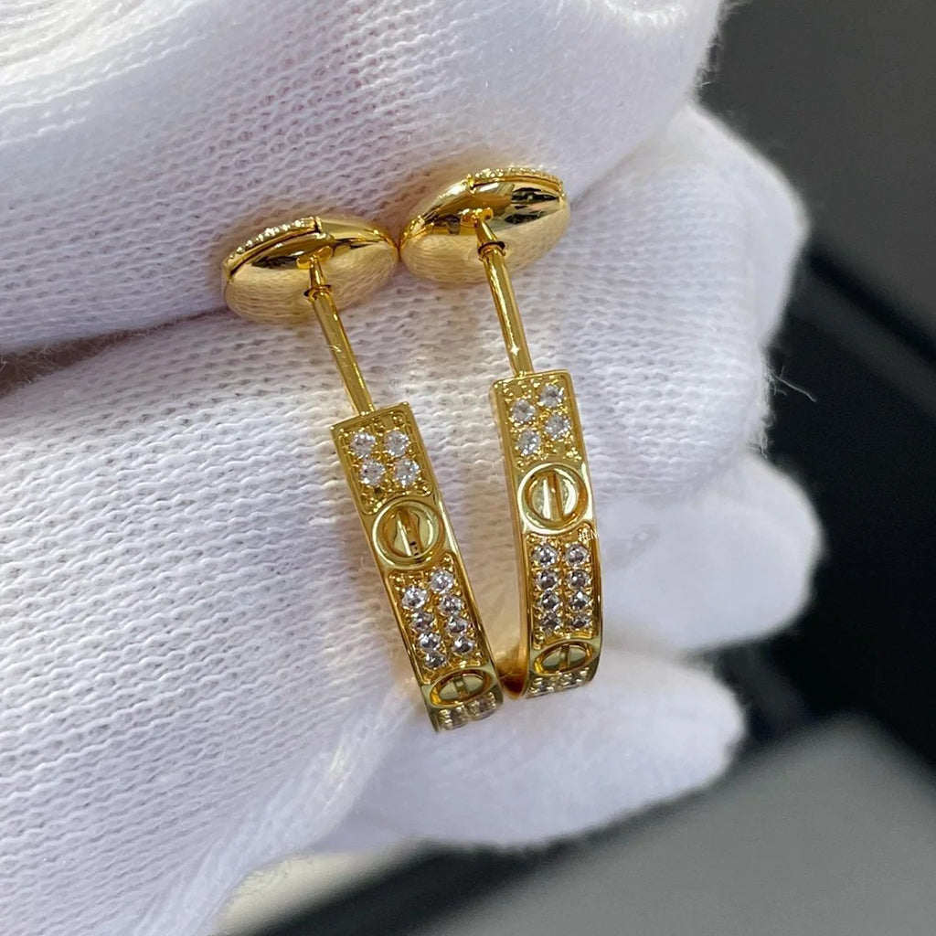[Luxe Jewelry]LOVE EARRINGS 3.6MM DIAMOND PAVED