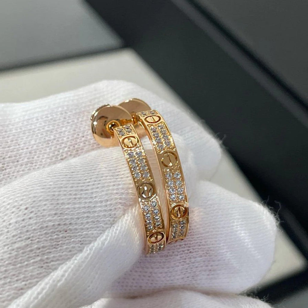 [Luxe Jewelry]LOVE EARRINGS 3.6MM DIAMOND PAVED