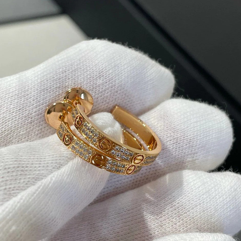 [Luxe Jewelry]LOVE EARRINGS 3.6MM DIAMOND PAVED