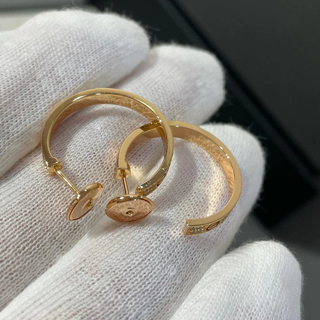 [Luxe Jewelry]LOVE EARRINGS 3.6MM DIAMOND PAVED