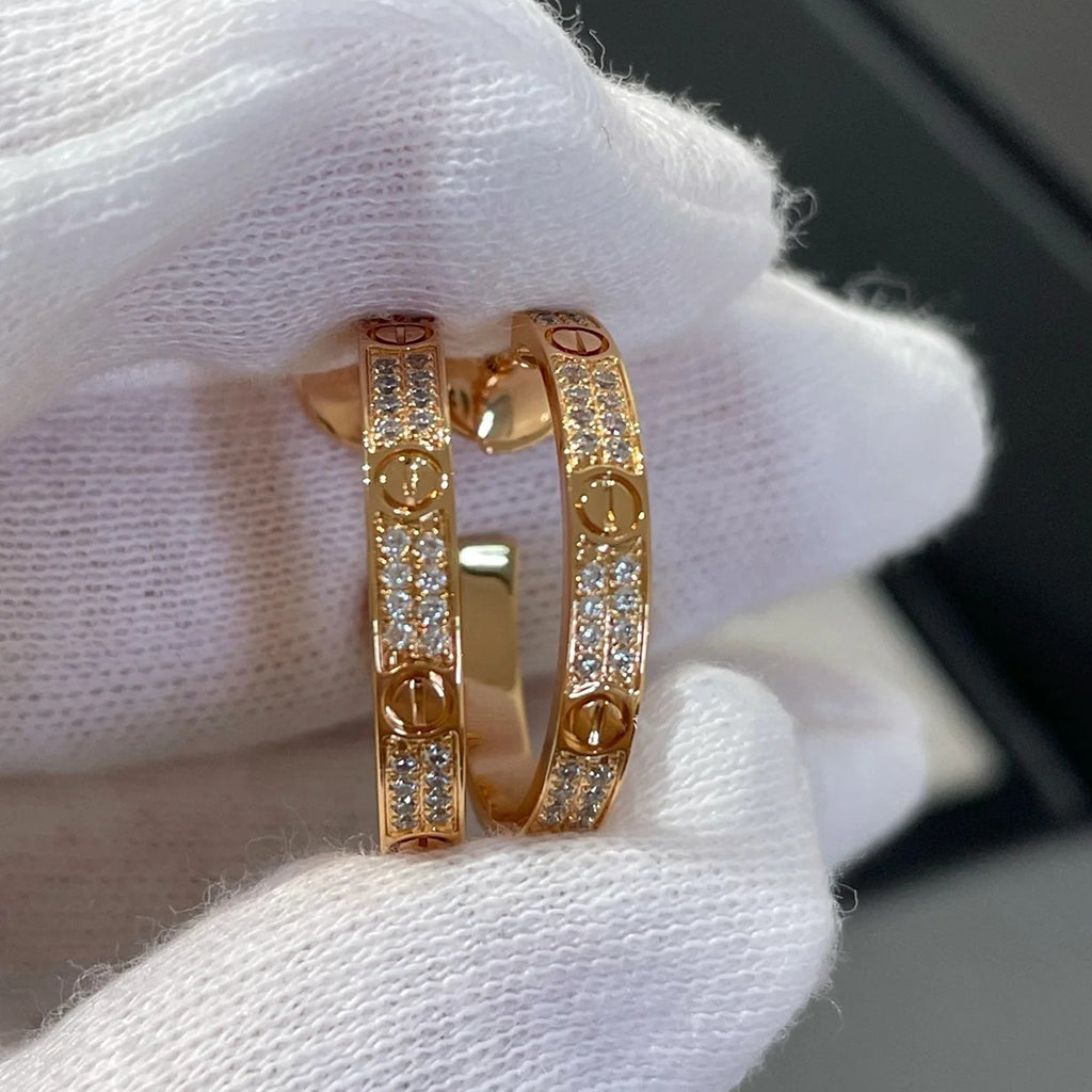 [Luxe Jewelry]LOVE EARRINGS 3.6MM DIAMOND PAVED