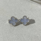 [Luxe]CLOVER CHALCEDONY SILVER STUD EARRINGS