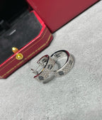 [Luxe]LOVE CERAMIC DIAMOND PAVED SILVER EARRINGS