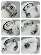 [Luxe Jewelry]LOVE CERAMIC DIAMOND PAVED SILVER EARRINGS