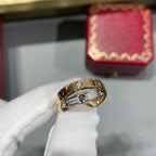 [Luxe Jewelry]LOVE PINK GOLD SILVER DIAMOND DOUBLE RING