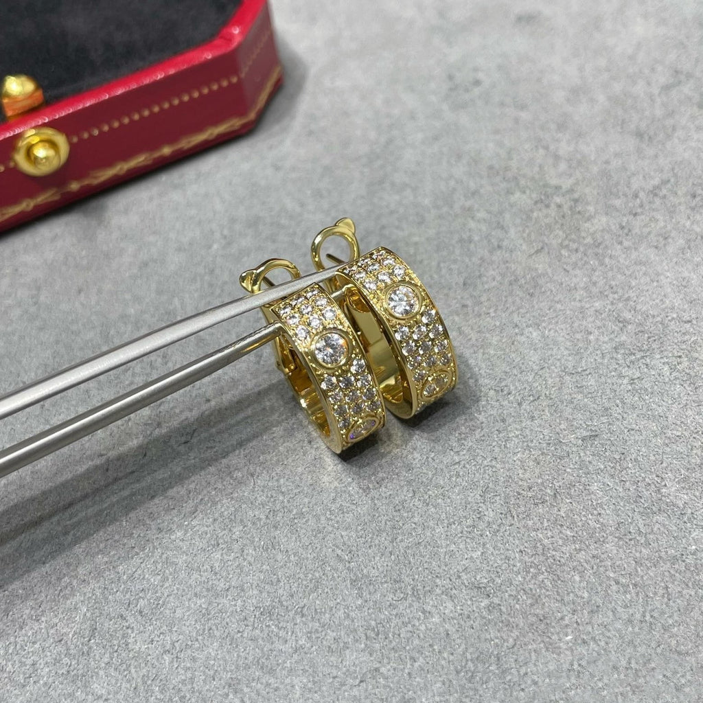 [Luxe Jewelry]LOVE 5.5MM DIAMOND PAVED EARRINGS