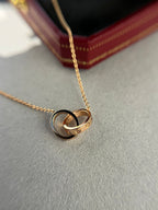 [Luxe]LOVE NECKLACE DOUBLE RING PINK GOLD