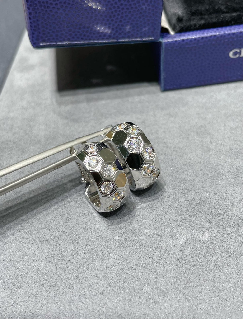 [Luxe]Boucles d'oreilles créoles en diamant BEE LOVE 