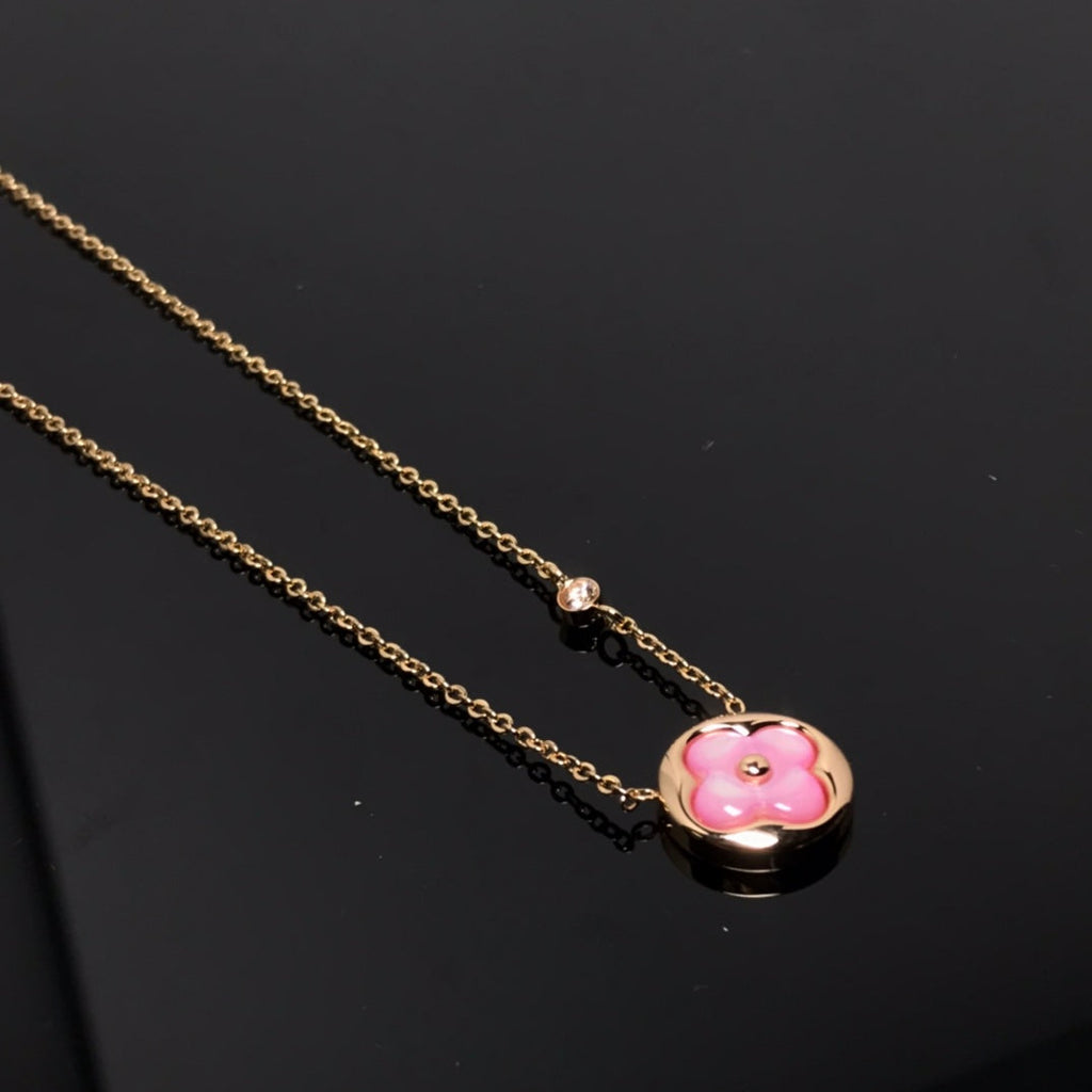 [Luxe] COLLIER OR ROSE FLEUR DE COULEUR MOP SOLEIL
