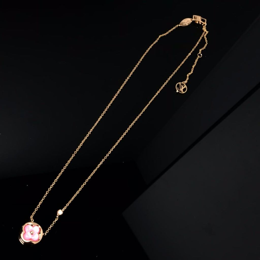 [Luxe] COLLIER OR ROSE FLEUR DE COULEUR MOP SOLEIL