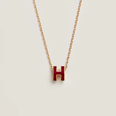 [Luxe]HM CLIC レッドエナメルゴールドネックレス