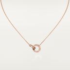 [Luxe]LOVE 7.6MM NECKLACE ROSE GOLD AND SILVER  FULL DIAMOND