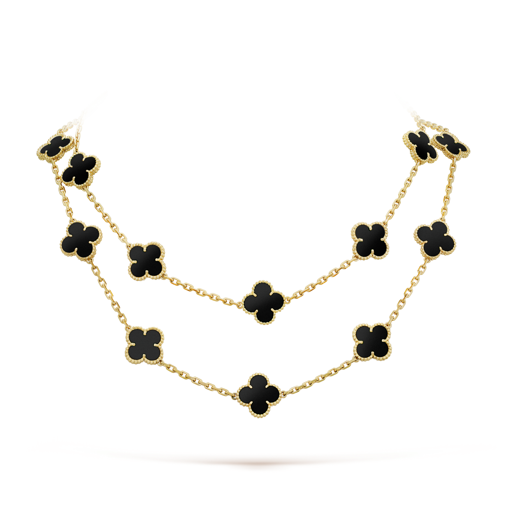 [Luxe]CLOVER 20 MOTIFS ONYX NECKLACE