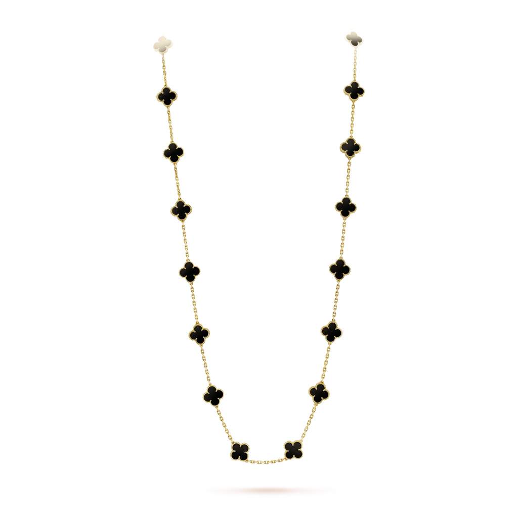 [Luxe]CLOVER 20 MOTIFS ONYX NECKLACE