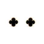 [Luxe]CLOVER MEDIUM 1 MOTIFS  ONYX STUD EARRINGS