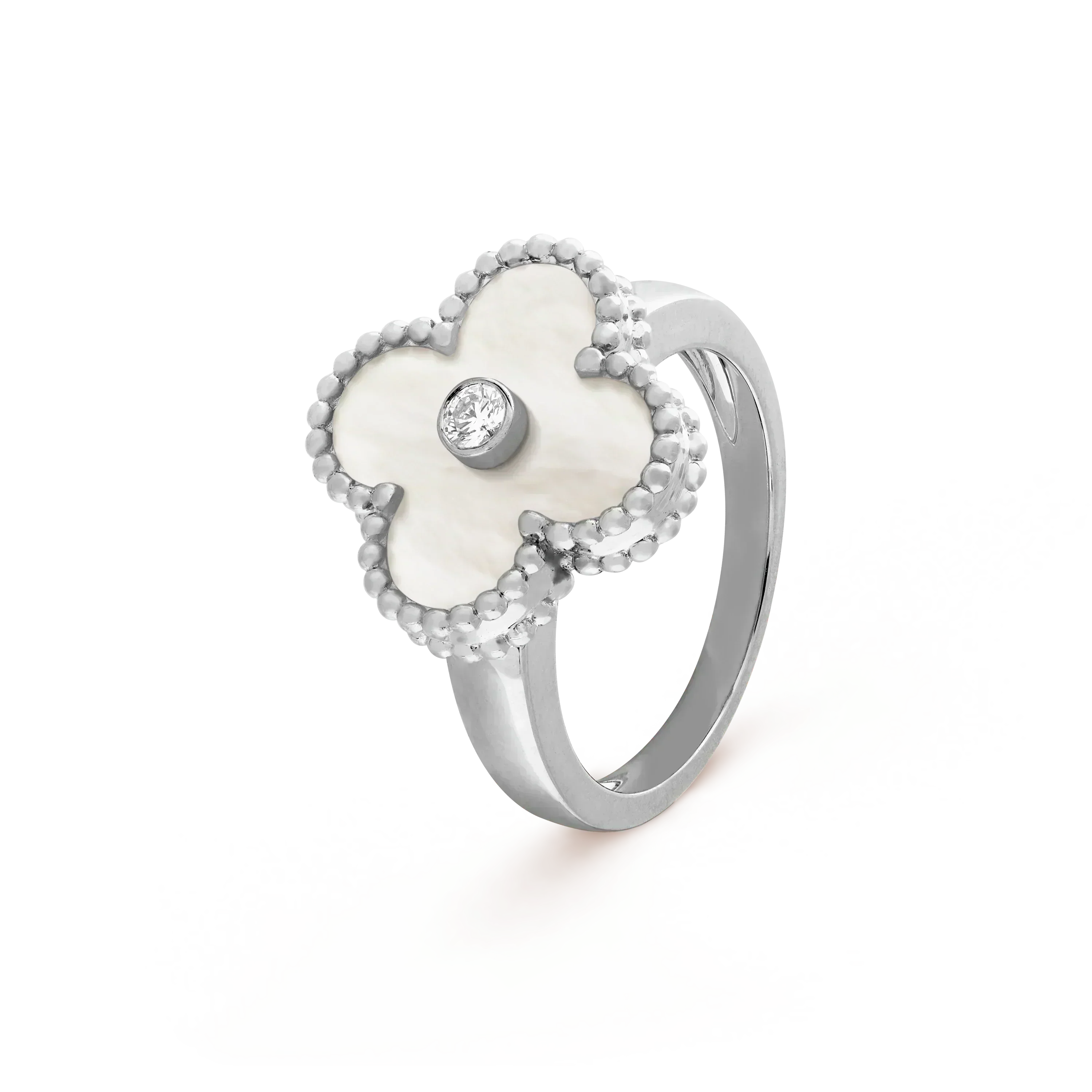 [Luxe]CLOVER SILVER MOP DIAMOND RING