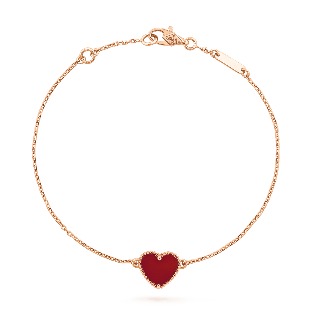 [Luxe]HEART CARNELIAN PINK GOLD BRACELET