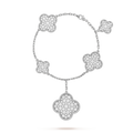 [Luxe]CLOVER 6 MOTIFS SILVER DIAMOND BRACELET