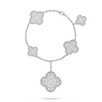 [Luxe]CLOVER 6 MOTIFS SILVER DIAMOND BRACELET