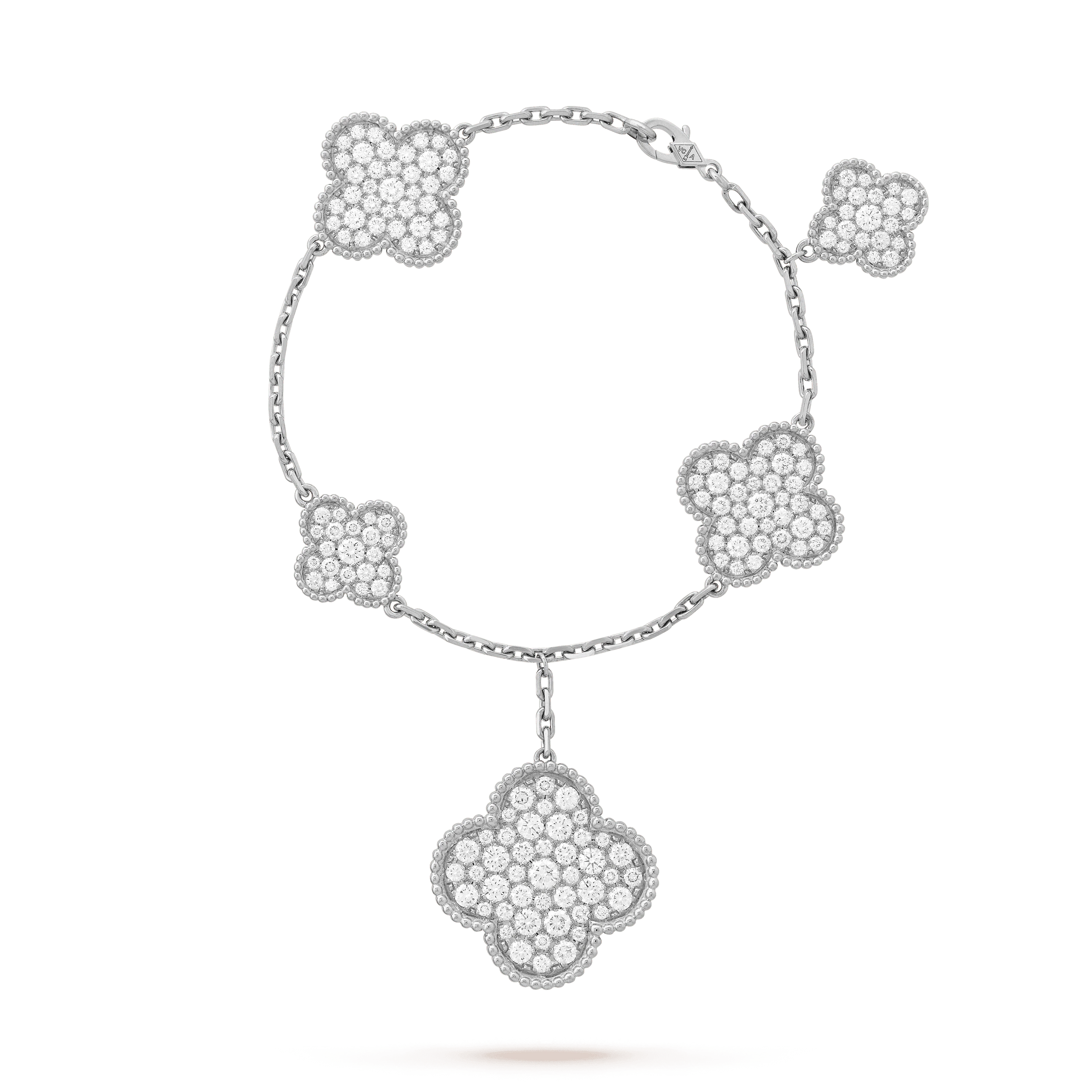 [Luxe]CLOVER 6 MOTIFS SILVER DIAMOND BRACELET