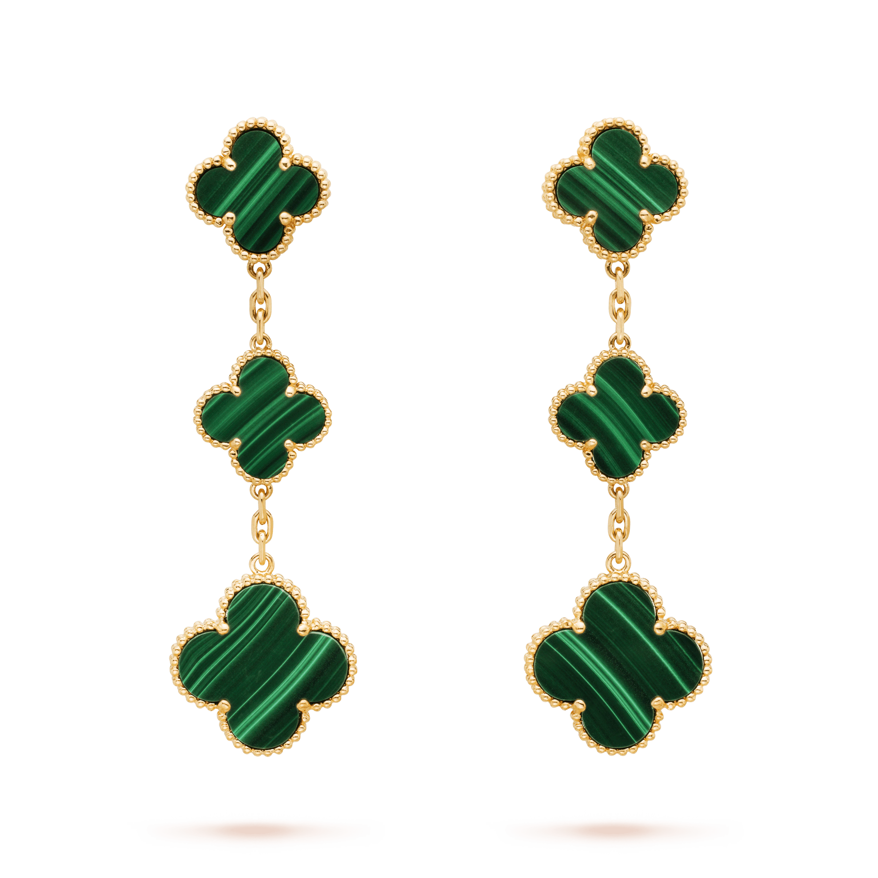 [Luxe]CLOVER MALACHITE 3 MOTIFS GOLD