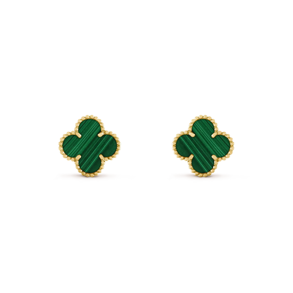 [Luxe]CLOVER MEDIUM 1 MOTIFS MALACHITE  EARRINGS