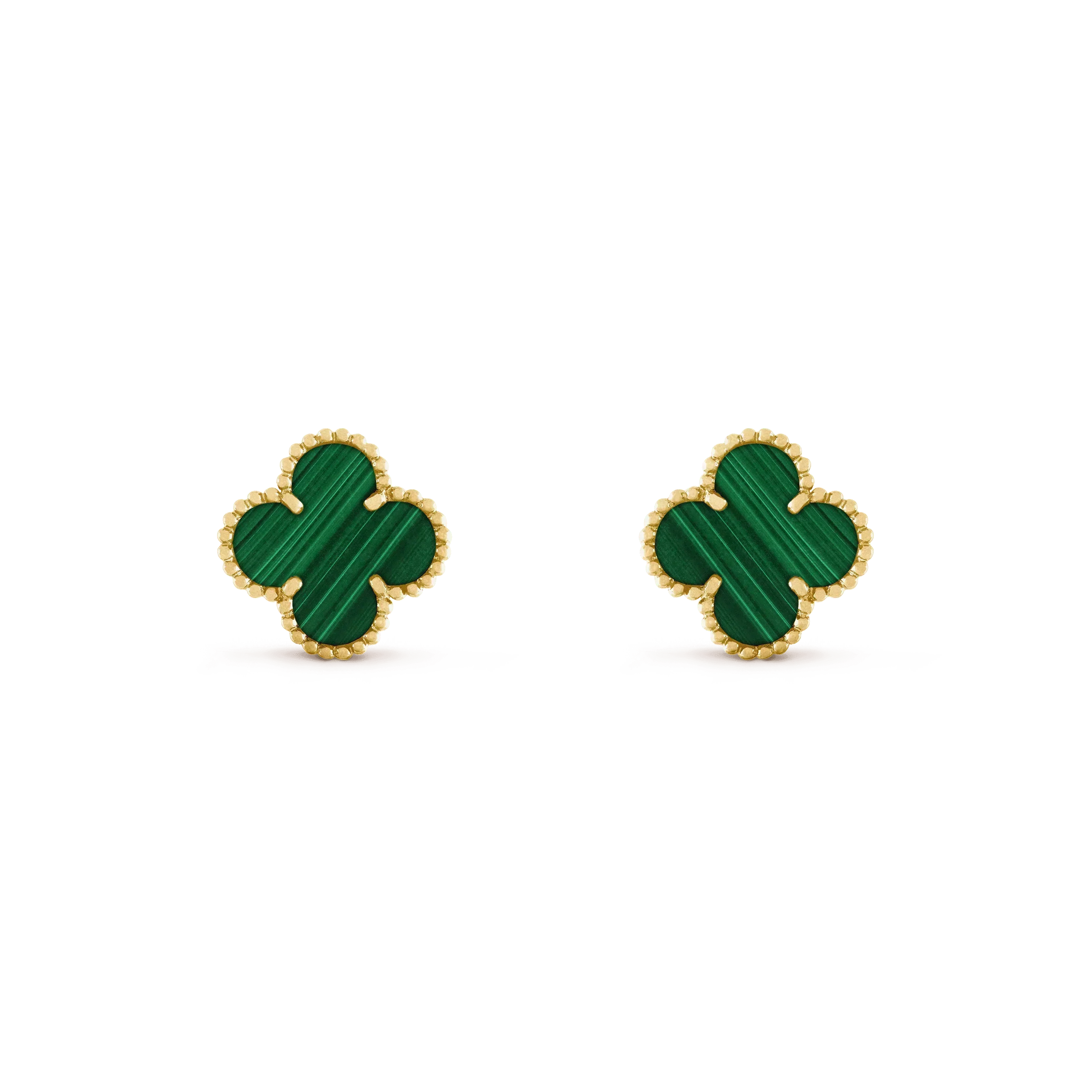 [Luxe]CLOVER MEDIUM 1 MOTIFS MALACHITE  EARRINGS