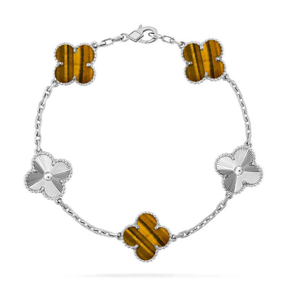 [Luxe] CLOVER 5 MOTIFS TIGER EYE BRACELET COLLECTION