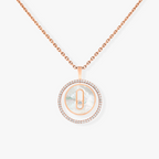 [LUXE]LUCKY MOVE 1 DIAMOND WHITE MOTHER OF PEARL PINK GOLD DIAMOND NECKLACE