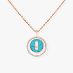 [LUXE]LUCKY MOVE 1 DIAMOND TURQUOISE PINK GOLD DIAMOND NECKLACE
