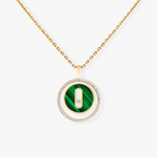 [LUXE]LUCKY MOVE 1 DIAMOND MALACHITE GOLD DIAMOND NECKLACE
