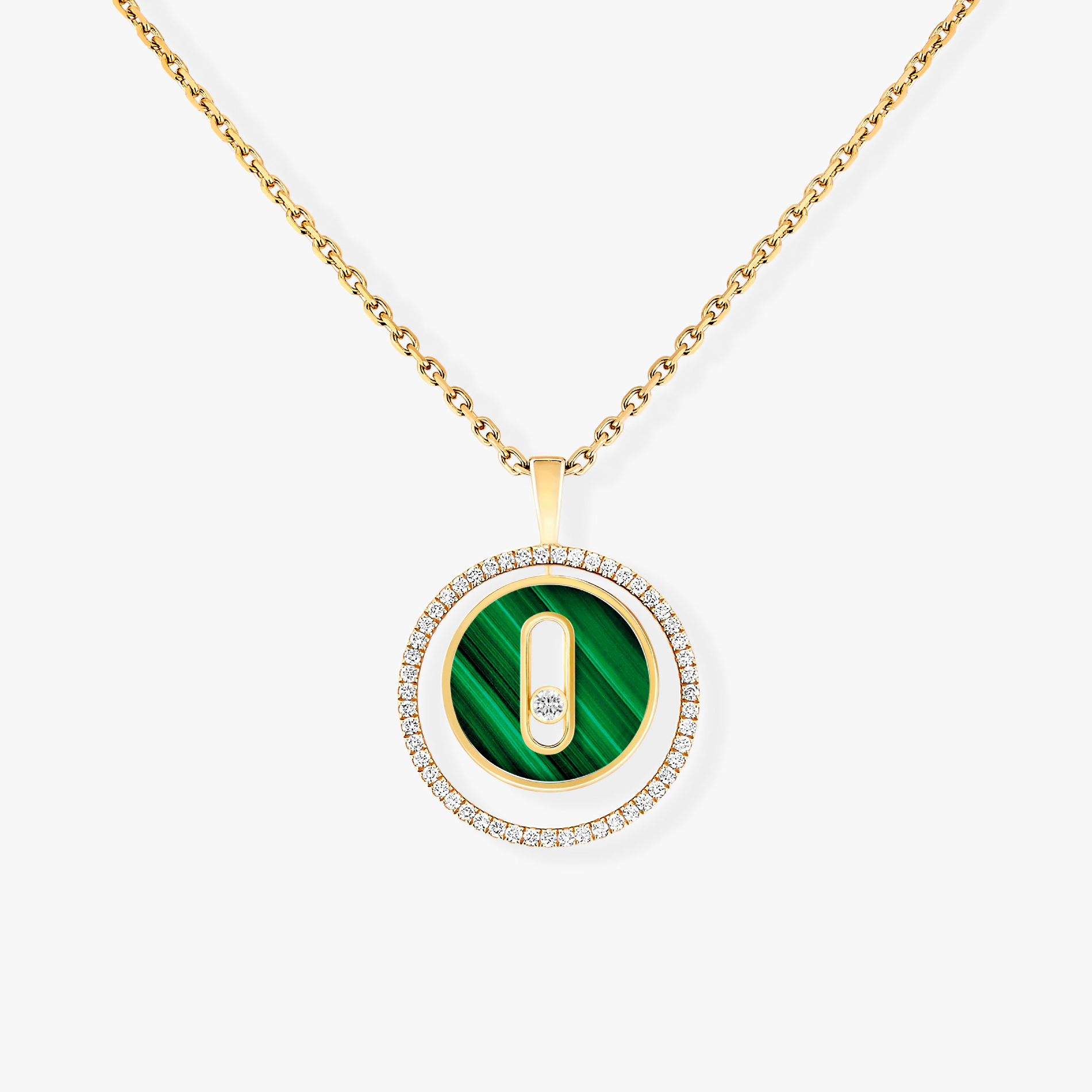 [LUXE]LUCKY MOVE 1 DIAMOND MALACHITE GOLD DIAMOND NECKLACE