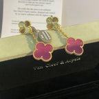 [LUXE]Clover Pink Enamel Necklace & Earring Jewelry Set