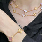 [Luxe]CLOVER 20 MOTIFS LASER PINK MOP NECKLACE
