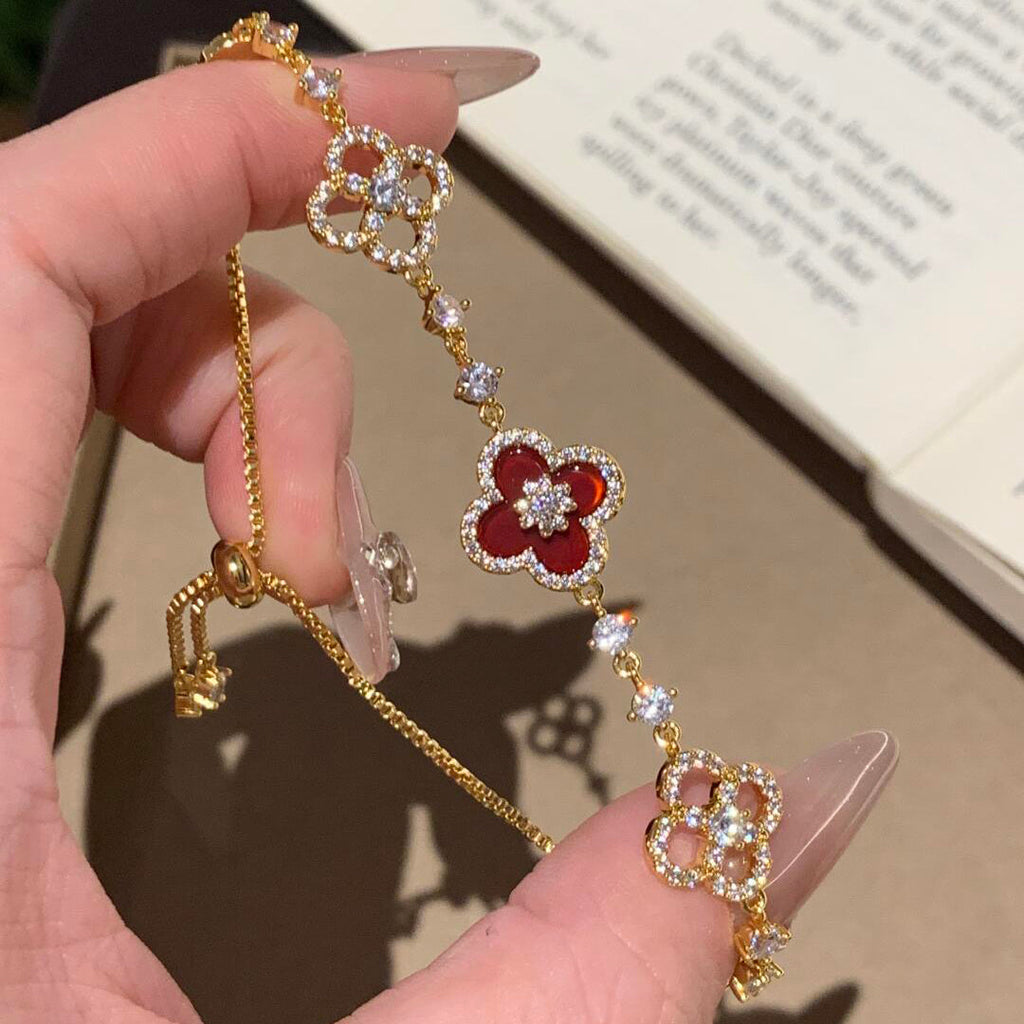 [Luxe]CLOVER 5 MOTIF PINK BLUE RED WHITE BRACELET