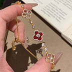 [Luxe]CLOVER 5 MOTIF PINK BLUE RED WHITE BRACELET