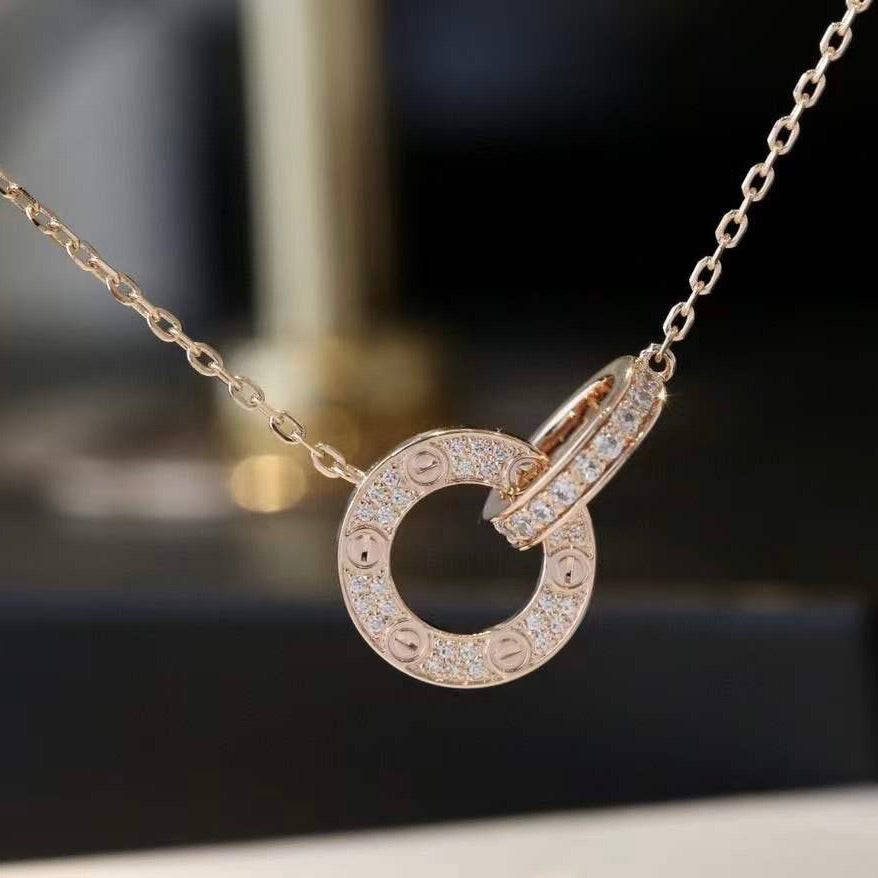 [Luxe Jewelry]LOVE  FULL DIAMOND PENDANT NECKLACE